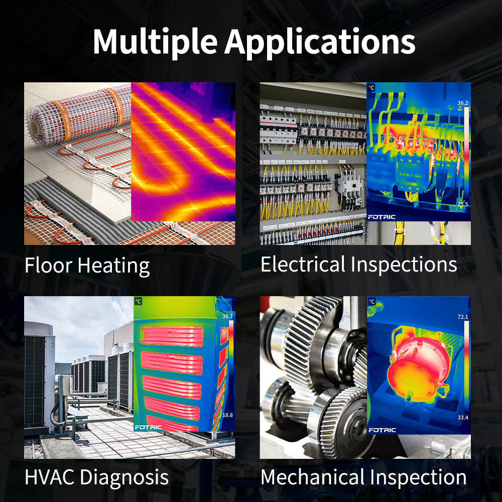 Fotric Therm5 thermal imaging camera capturing detailed thermal image showing temperature variations and heat signatures.