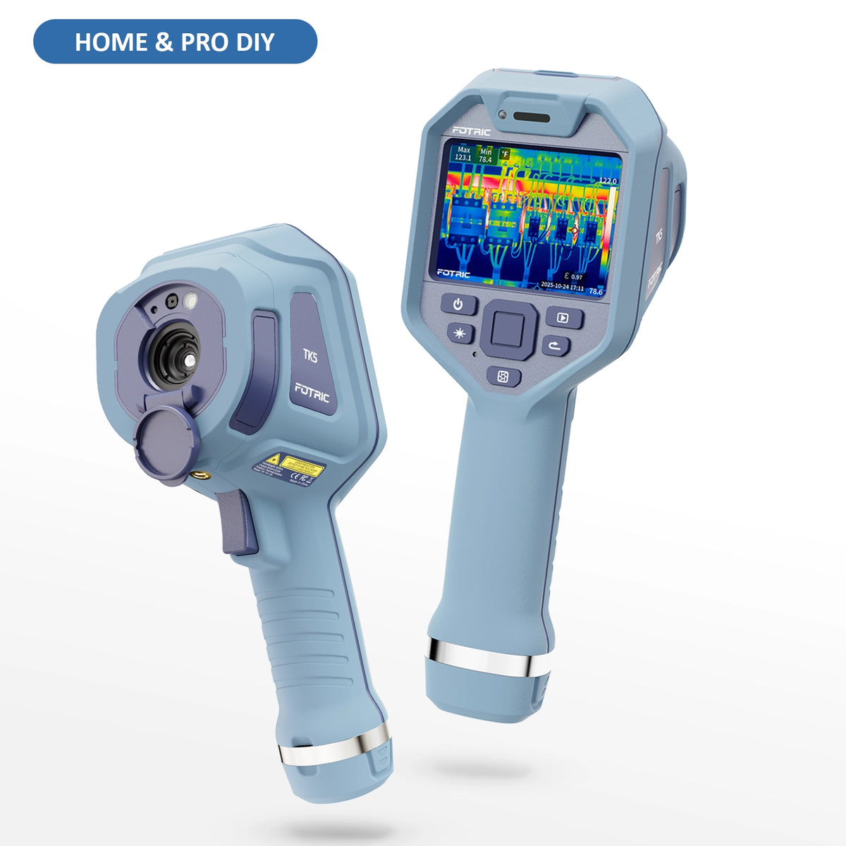 FOTRIC TK5 thermal imaging camera shown with black body and lens, used for infrared temperature detection and thermal imaging.
